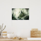 Poster Aquarelle mystérieuse de la forêt de Mist (Cuisine)