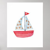 Poster Aquarelle Nautique Océan Voilier Décor Nautique (Devant)