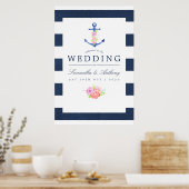 Poster Aquarelle Nautique Thème Floral Mariage (Cuisine)