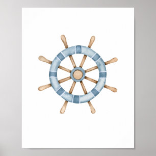 Poster Aquarelle Navires Roulettes