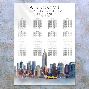 Poster Aquarelle New York City Mariage Carte de siège