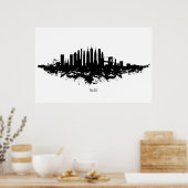 Poster Aquarelle New York Skyline noir et blanc (Cuisine)