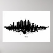 Poster Aquarelle New York Skyline noir et blanc (Devant)