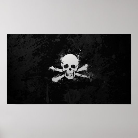 Poster Aquarelle noire et blanche Pirate Sklag (Devant)