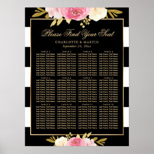 Poster Aquarelle noire Mariage floral Graphique 12