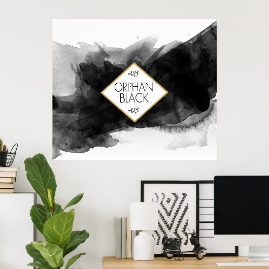 Poster Aquarelle noire noire (Bureau à domicile)