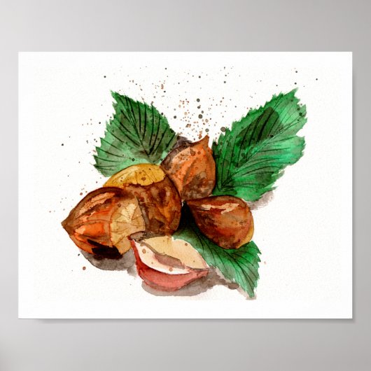 Poster Aquarelle noisettes (Devant)