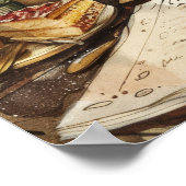 Poster Aquarelle Nostalgique Dessert Recettes Cuisine Art (Coin)