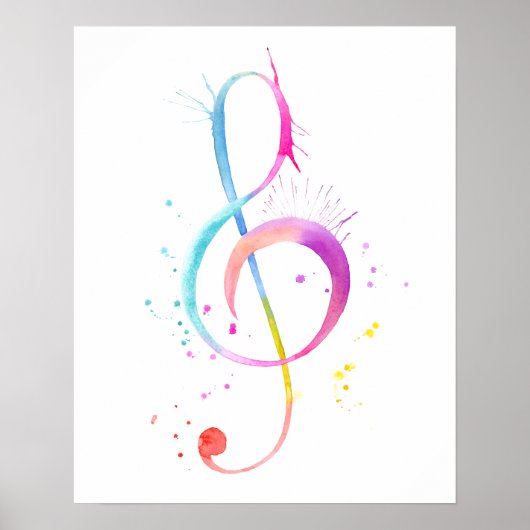 Poster Aquarelle - note de musique Imprimer (Devant)