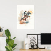 Poster Aquarelle occidentale poussiéreuse « Bucking Bronc (Bureau à domicile)
