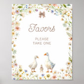Poster Aquarelle Oie Fleur sauvage Baby shower Faveurs (Devant)