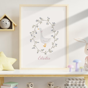 Poster Aquarelle Oie Nursery Personnalisée Salle pour enf