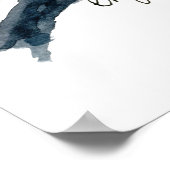 Poster Aquarelle Oiseau bleu sur Berry Branch (Coin)