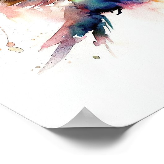 Poster Aquarelle oiseau dans l'affiche d'art en vol (Coin)