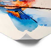 Poster Aquarelle Oiseau Peinture Toile Mur Art Bleu Oisea (Coin)