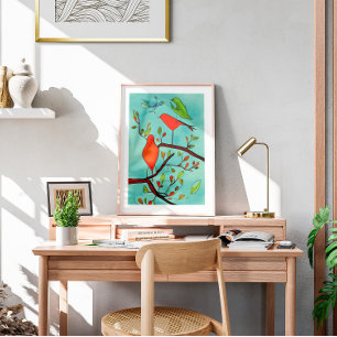 Poster Aquarelle Oiseaux Mur Art