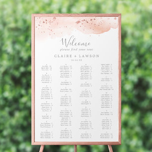 Poster Aquarelle or rose Diagramme de siège alphabétique