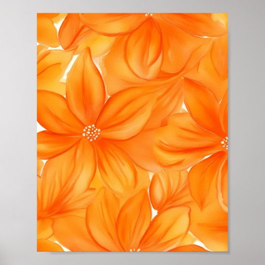 Poster Aquarelle orange floral botanique dynamique (Devant)