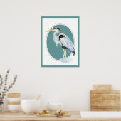 Poster Aquarelle originale Great Blue Heron Bird (Cuisine)