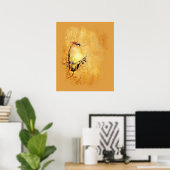 Poster Aquarelle originale Grosbeak oiseau art faune (Bureau à domicile)