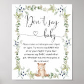 Poster Aquarelle ours Ne pas dire jeu de baby shower Post (Devant)