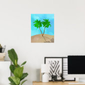Poster Aquarelle Palm Tree Beach Scene Collage (Bureau à domicile)