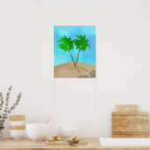 Poster Aquarelle Palm Tree Beach Scene Collage (Cuisine)