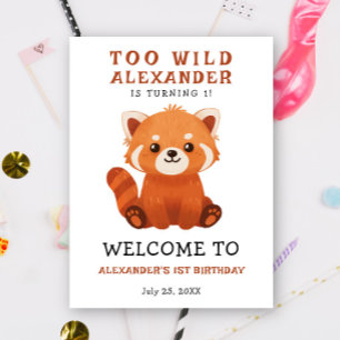 Poster Aquarelle Panda roux mignon 1er anniversaire