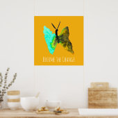 Poster Aquarelle papillon aqua joli (Cuisine)