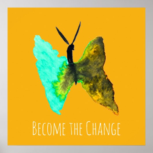 Poster Aquarelle papillon aqua joli (Devant)