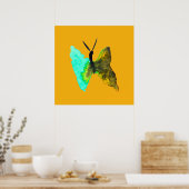 Poster Aquarelle papillon aqua joli (Cuisine)