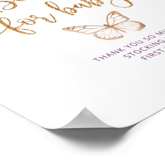 Poster Aquarelle papillon d'or violet Books pour bébé (Coin)