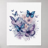 Poster Aquarelle Papillons Floral Mystical Magie (Devant)