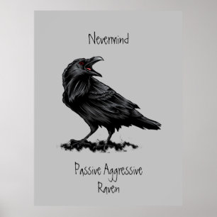 Poster Aquarelle Passive Agressive Raven fun Devis