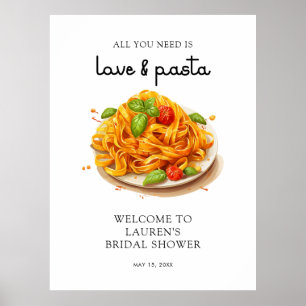 Poster Aquarelle Pasta Fête des mariées italienne Bienven