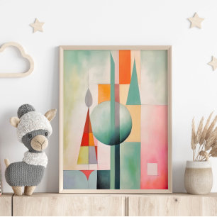 Poster Aquarelle Pastel Art Abstrait Mur