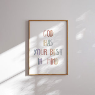 Poster aquarelle pastel Dieu a votre meilleur avis affich