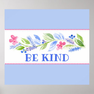 Poster Aquarelle Pastel Floral SOIS GENTIL