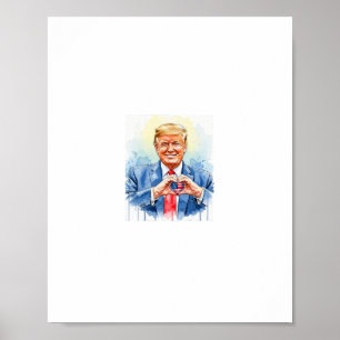 Poster Aquarelle patriotique Trump cœur mains