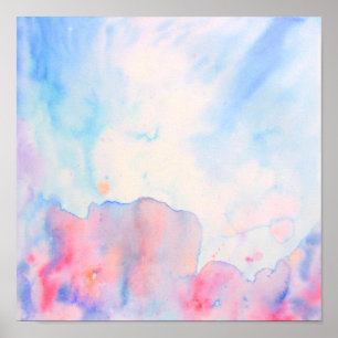 Poster Aquarelle Paysage bleu Abstrait Imprimer
