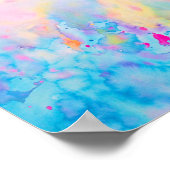 Poster Aquarelle Paysage bleu Abstrait Imprimer (Coin)