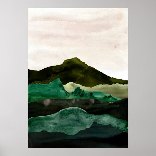 Poster Aquarelle paysage de montagne abstrait. Art modern (Devant)