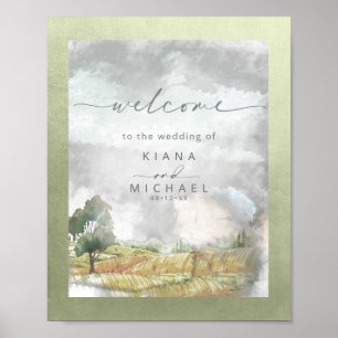 Poster Aquarelle Paysage Mariage Bienvenue Sage ID786