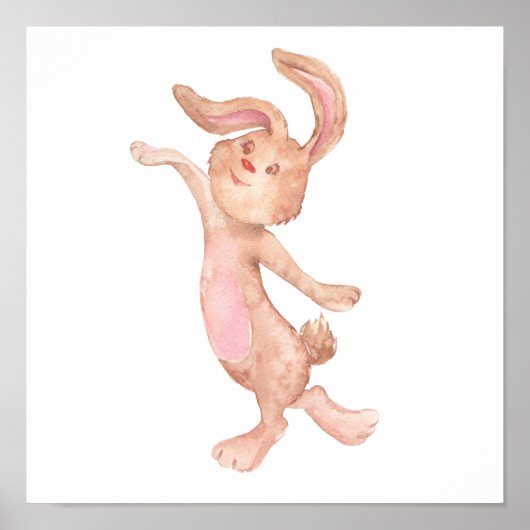 Poster Aquarelle Peint Lapin Whimsical Lapin Mignonne (Devant)