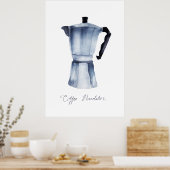 Poster Aquarelle peinte à la main Machine à café Moka Vin (Cuisine)