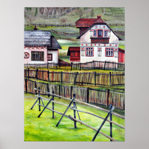 Poster Aquarelle peinte à la main Transylvanie, Roumanie