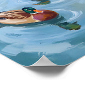 Poster Aquarelle Peinte Étang aux Canards (Coin)