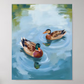 Poster Aquarelle Peinte Étang aux Canards (Devant)