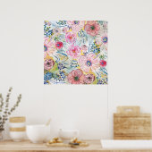 Poster Aquarelle peinture à la main design floral (Cuisine)