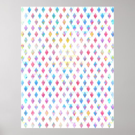 Poster aquarelle peinture abstraite formes diamant motif (Devant)